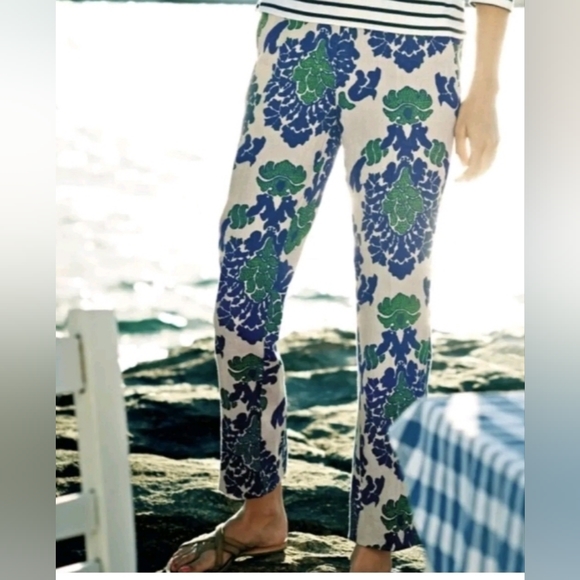 Boden Pants - Boden Linen Damask Ankle Skimmer Pants Size 10 R